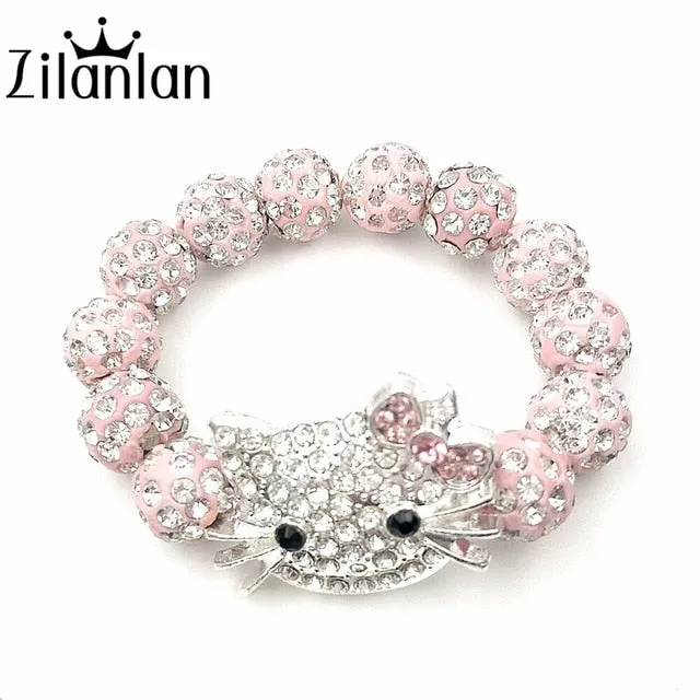 1 PCS Hello Kitty Bracelets for Children Handmade Rope Chain Wrap Charm Bracelets Bangles