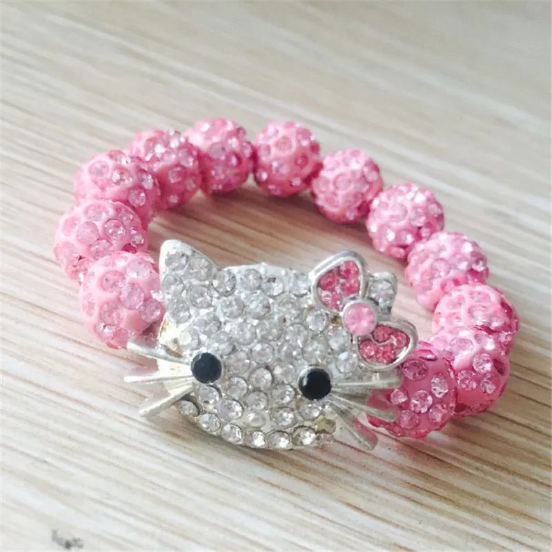 1 PCS Hello Kitty Bracelets for Children Handmade Rope Chain Wrap Charm Bracelets Bangles