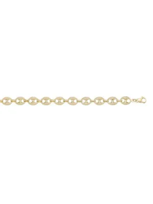 10, 14 Karat Yellow Gold Hollow Puffed Anchor 5.0 mm Italian Bracelet