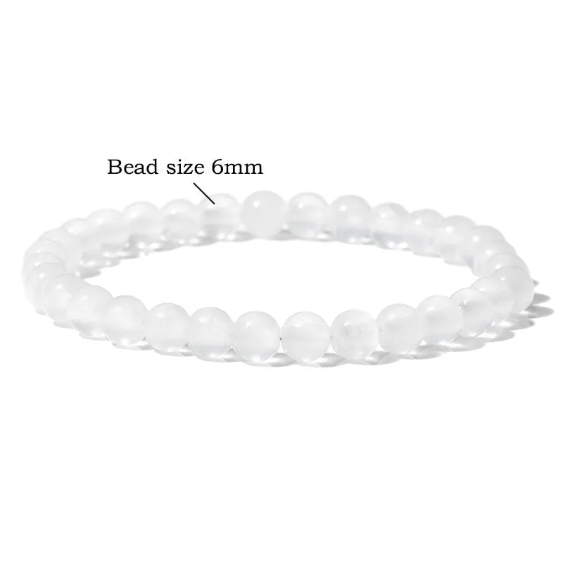 100% Real Natural Gypsum Stone Bracelet White Selenite