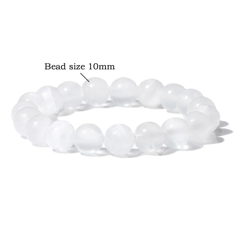 100% Real Natural Gypsum Stone Bracelet White Selenite