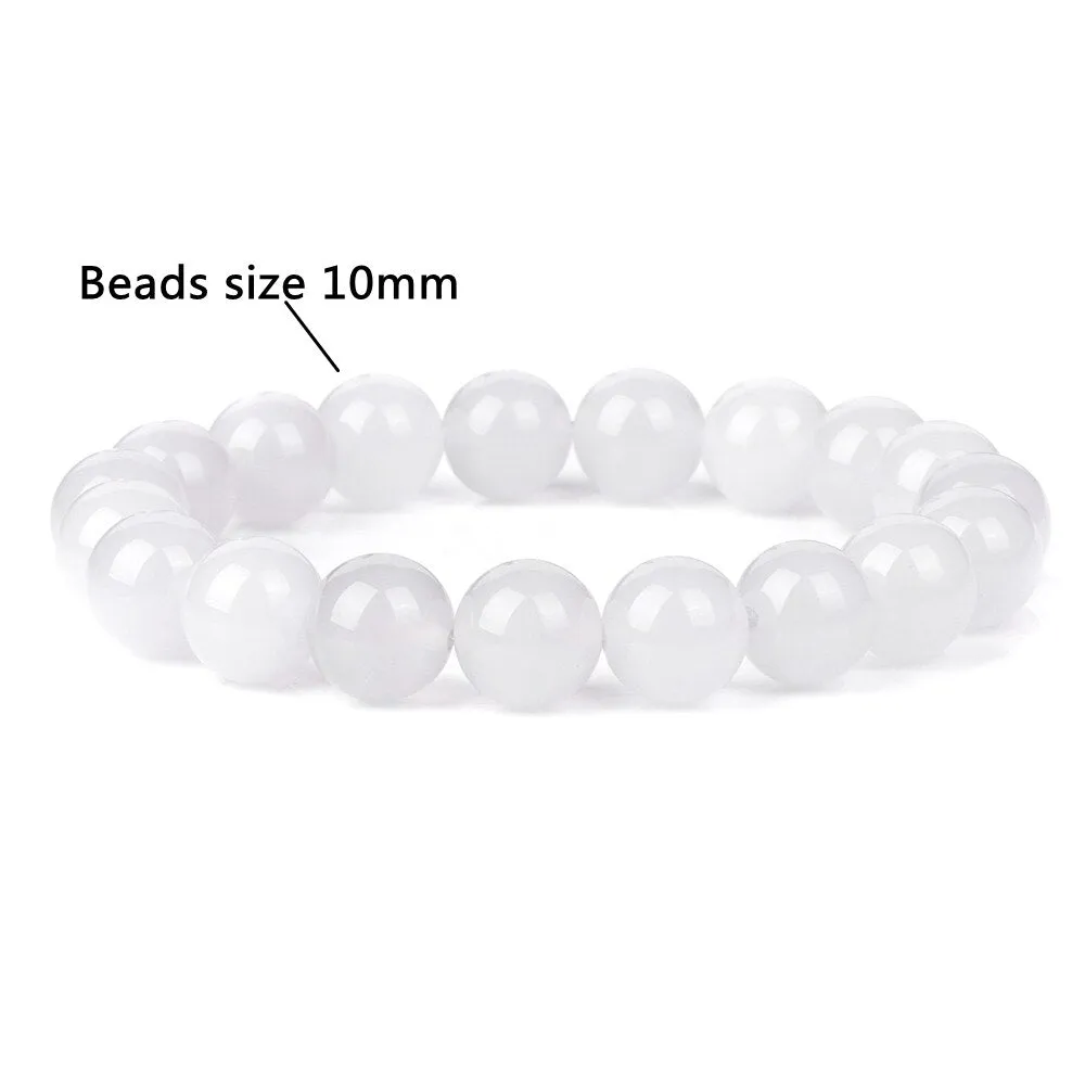 100% Real Natural Gypsum Stone Bracelet White Selenite