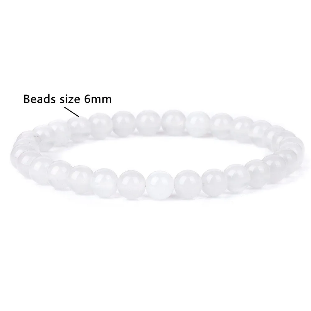 100% Real Natural Gypsum Stone Bracelet White Selenite