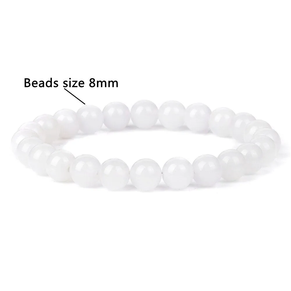 100% Real Natural Gypsum Stone Bracelet White Selenite