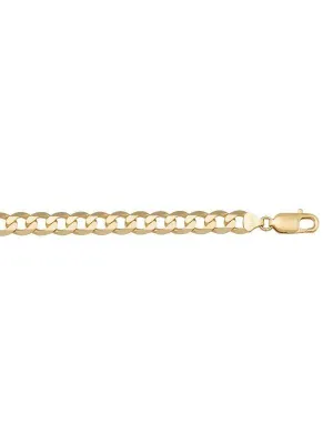 10k, 14k Yellow Gold Solid Open Link Curb 7.3 mm Italian Bracelet