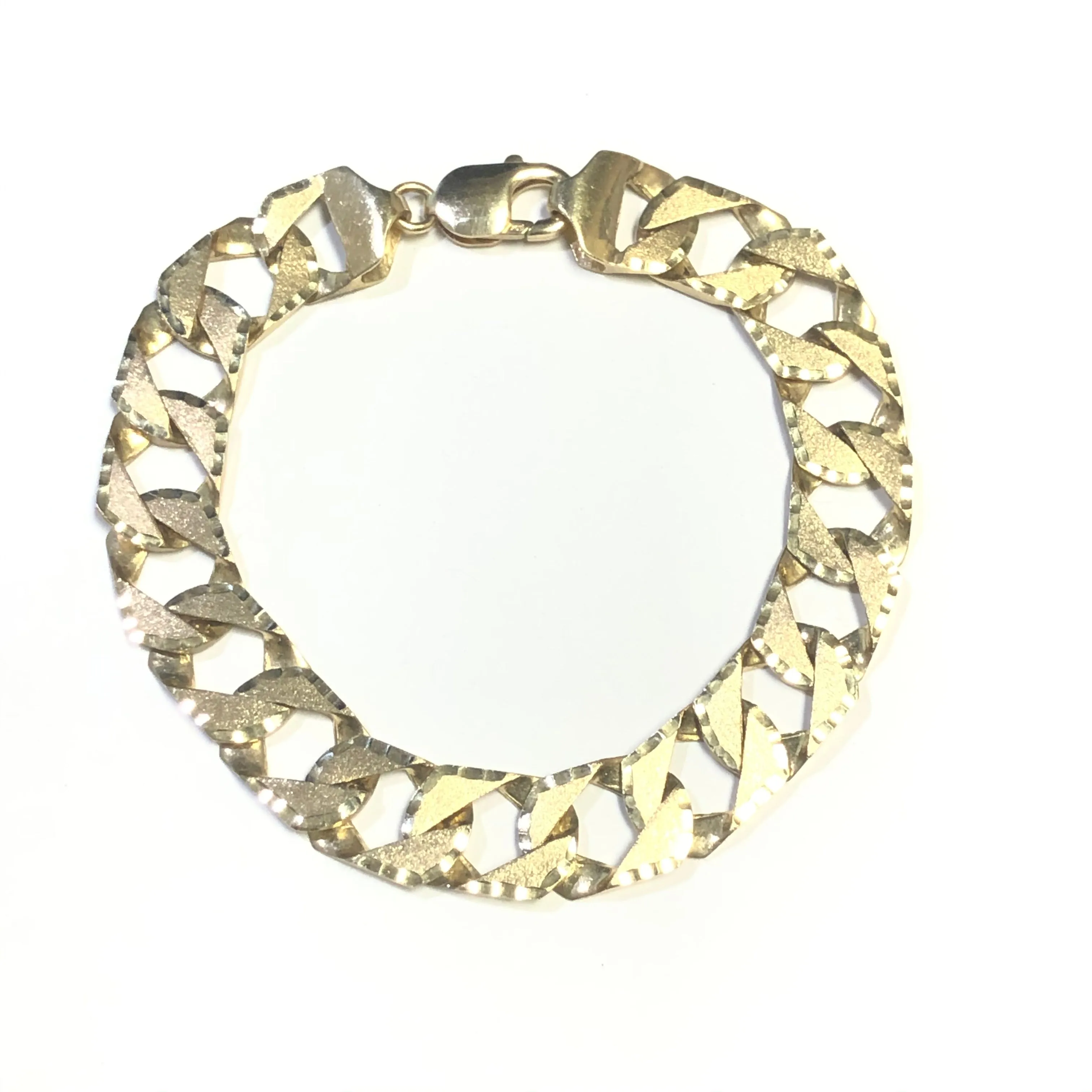 10K Yellow Gold (12.5mm) Hand Made Curb Bracelet 8.75"