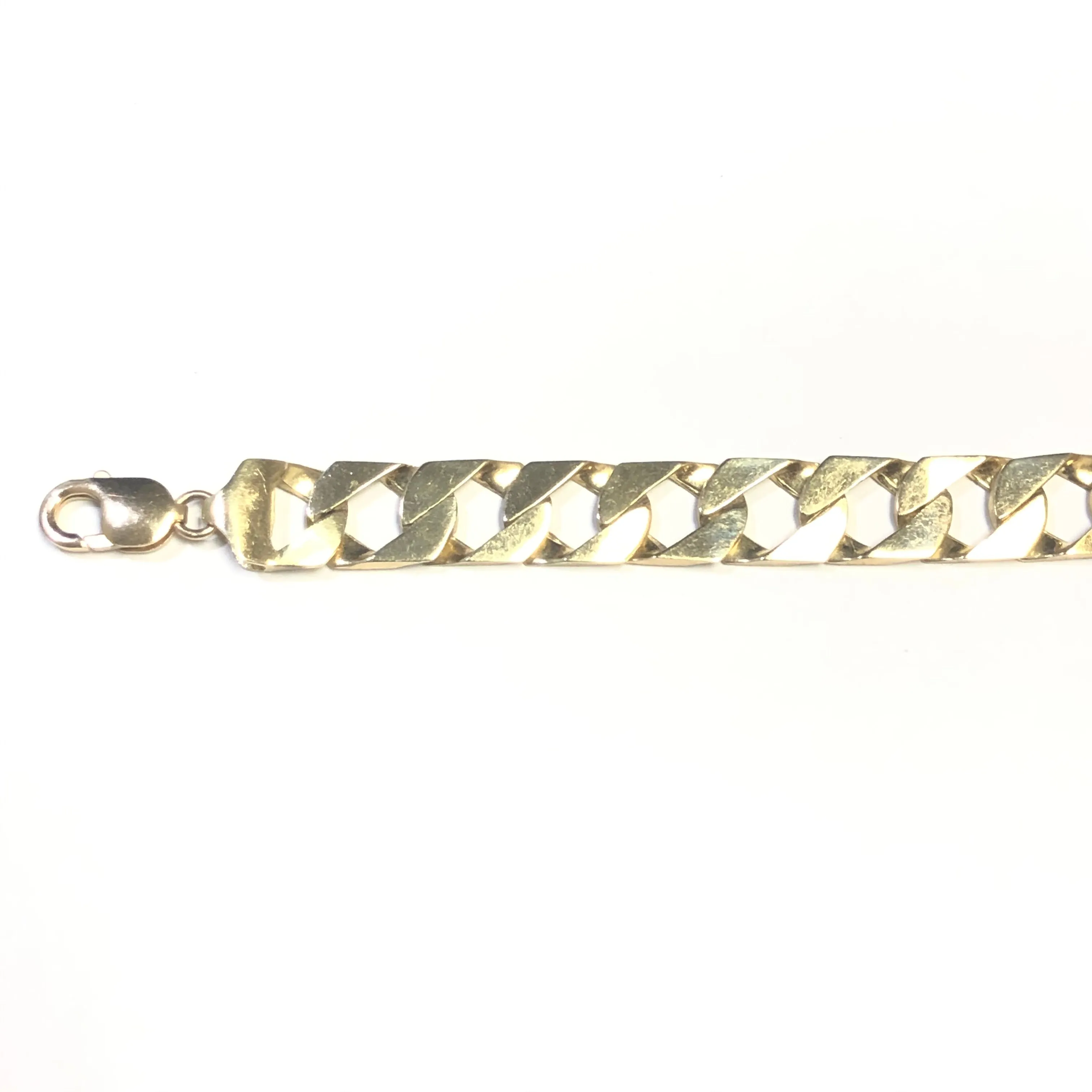 10K Yellow Gold (12.5mm) Hand Made Curb Bracelet 8.75"