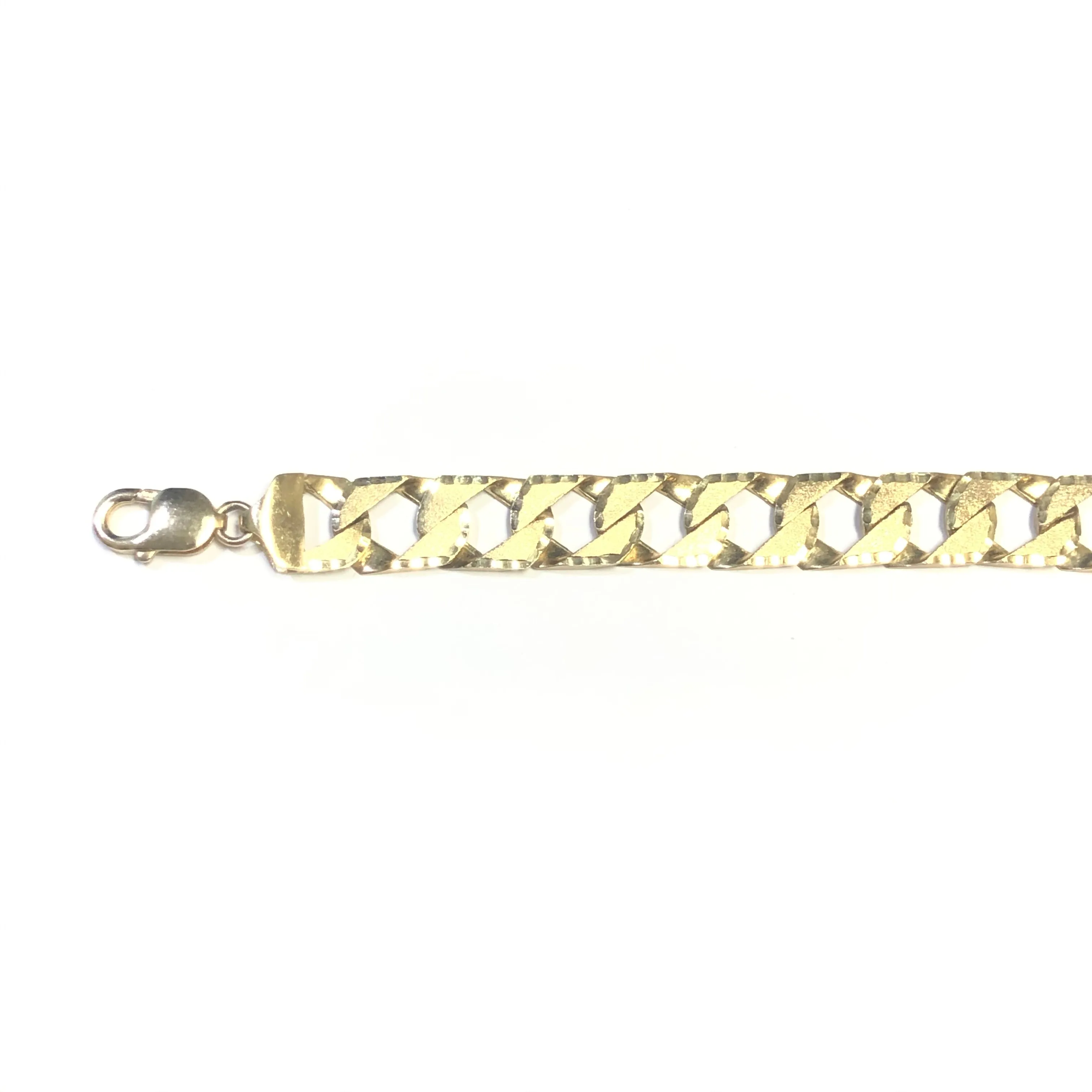 10K Yellow Gold (12.5mm) Hand Made Curb Bracelet 8.75"