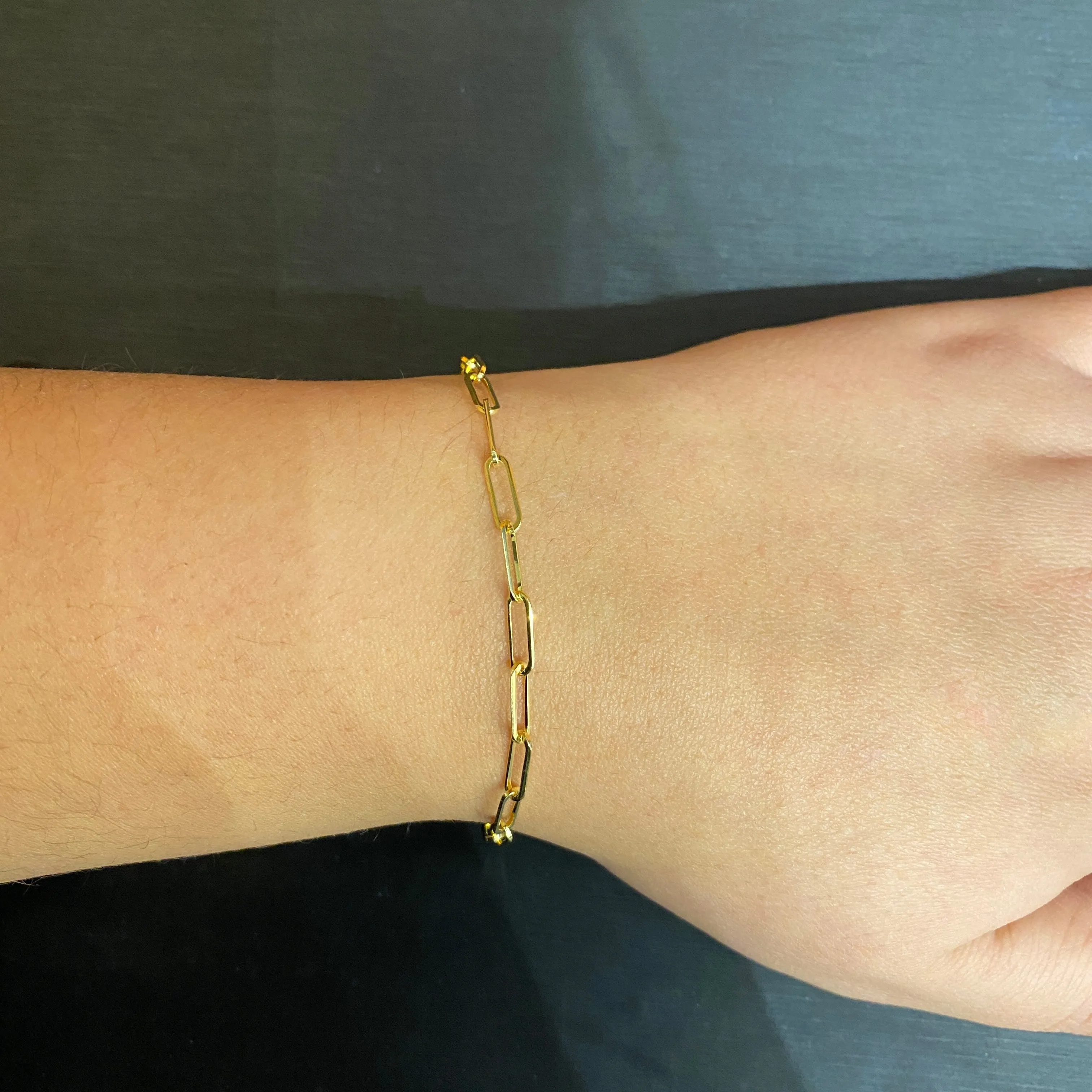 10K Yellow Gold (3.2mm) Paperclip Bracelet 7.5"