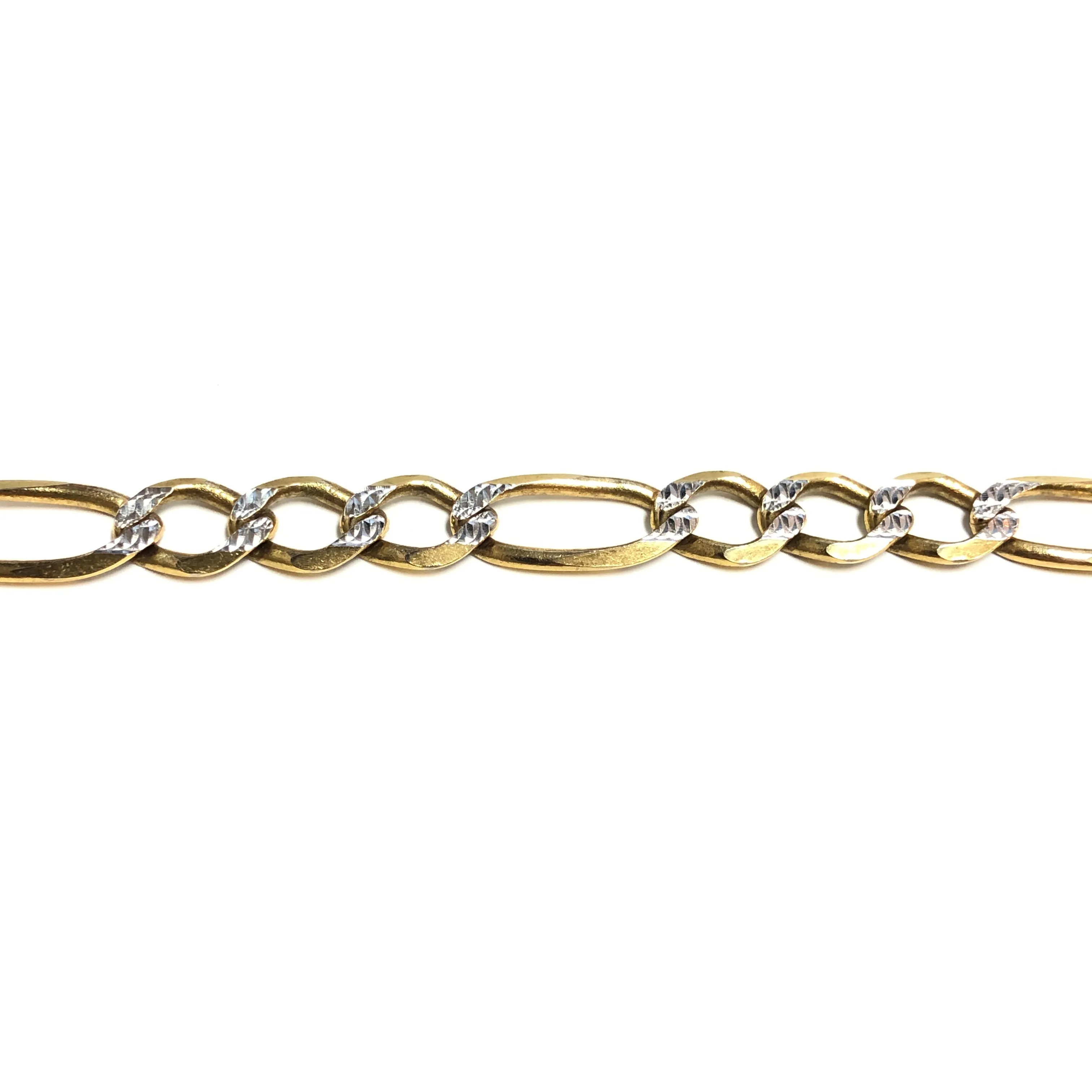 10K Yellow Gold (8mm) Pavee Figaro Bracelet 9"