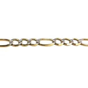 10K Yellow Gold (8mm) Pavee Figaro Bracelet 9"