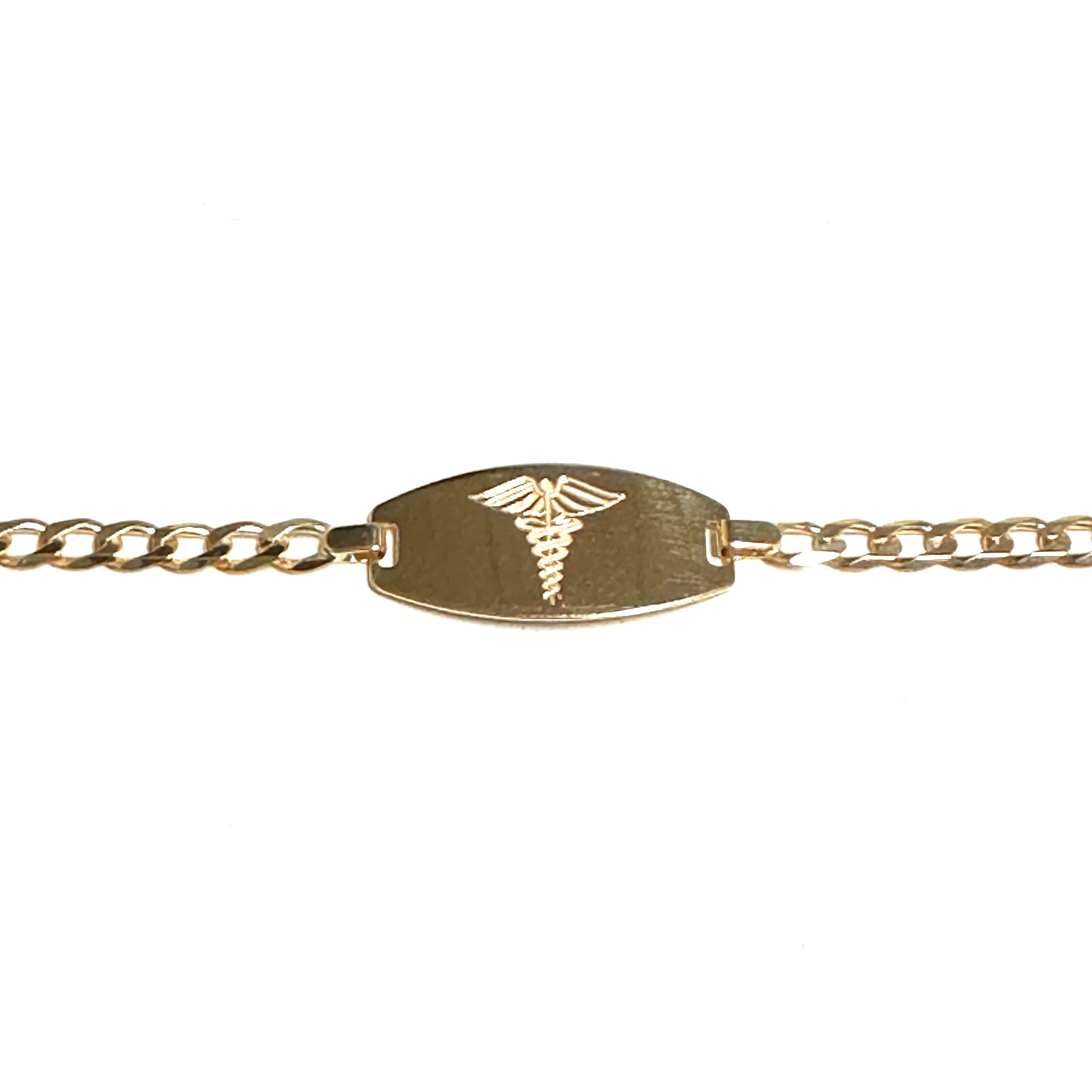 10K Yellow Gold Medical ID Mens (4mm) Curb Link Bracelet