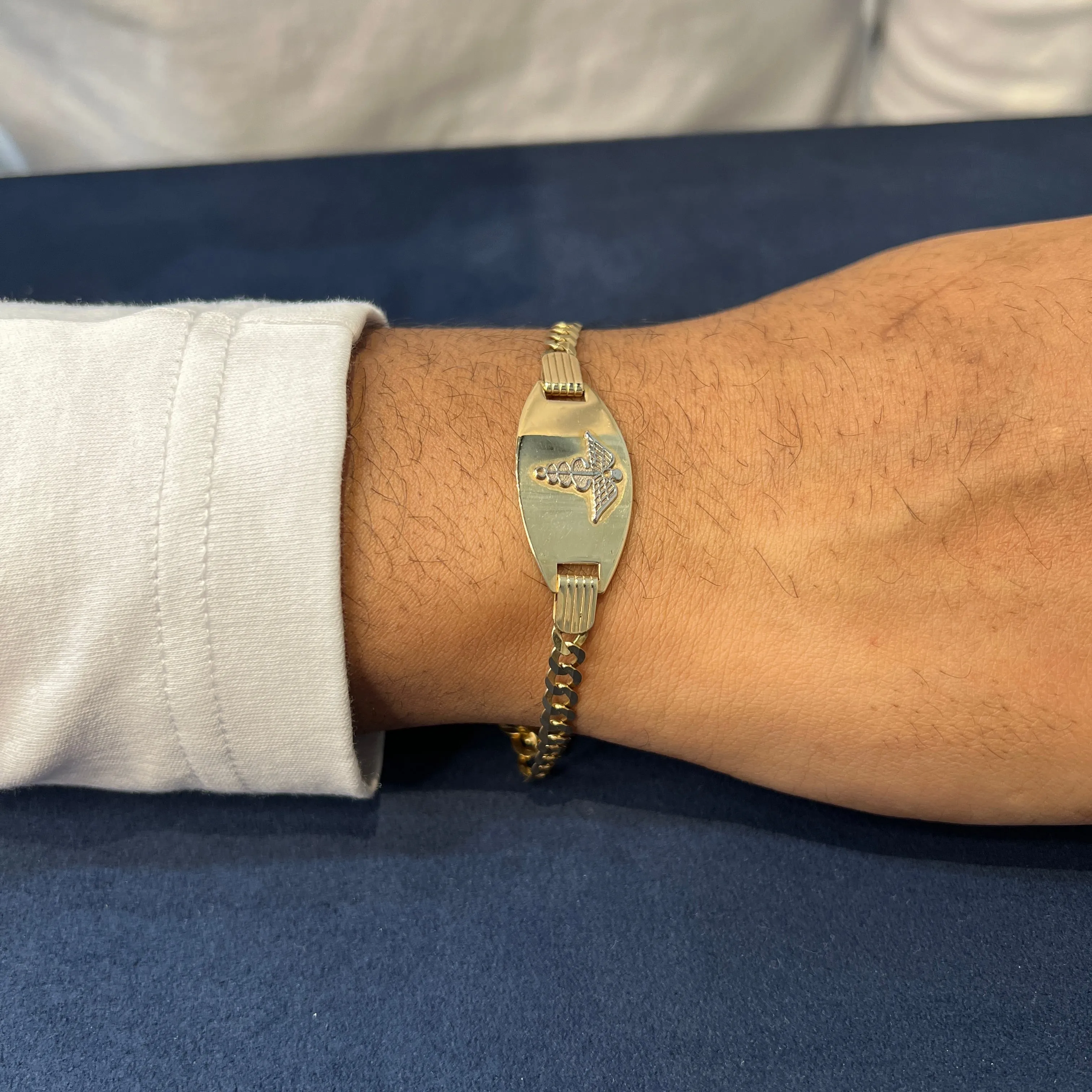 10K Yellow Gold Medical ID Mens (4mm) Curb Link Bracelet