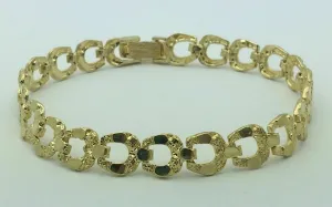 10k Yellow Gold Solid Horse Shoe Nugget Bracelet 8.5" 8mm 13 grams