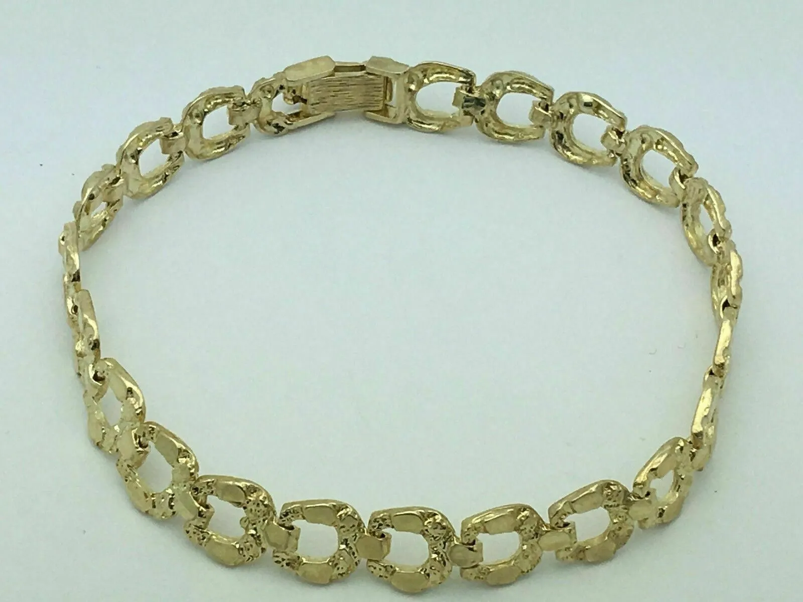 10k Yellow Gold Solid Horse Shoe Nugget Bracelet 8.5" 8mm 13 grams