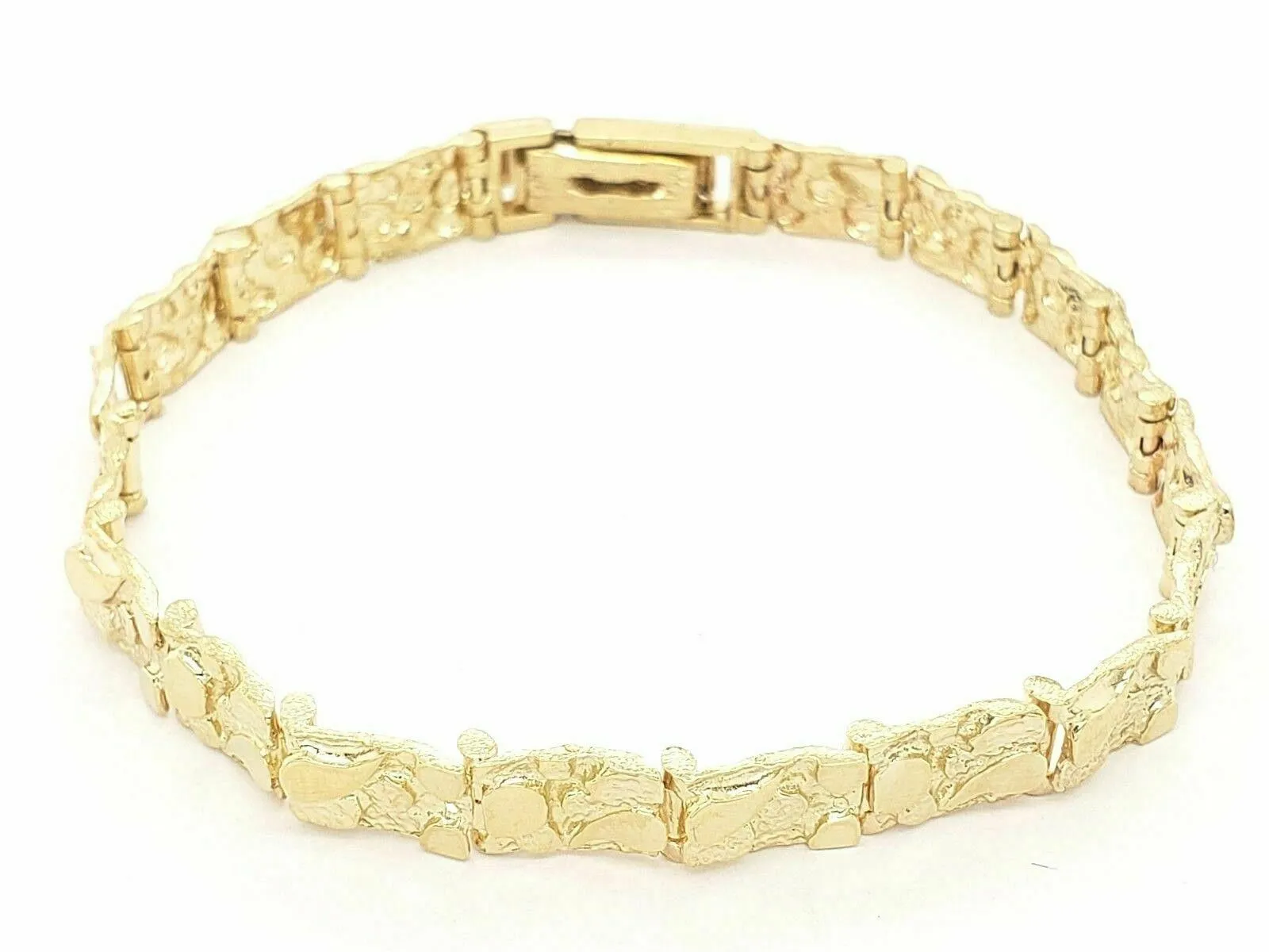 10k Yellow Gold Solid Nugget Bracelet 7.5 - 8" 7mm 14.4 grams