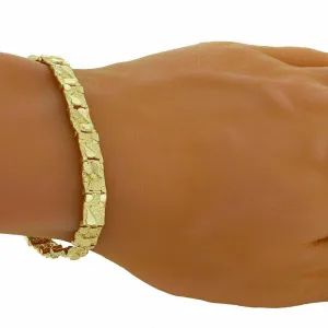 10k Yellow Gold Solid Nugget Bracelet 7.5 - 8" 7mm 14.4 grams