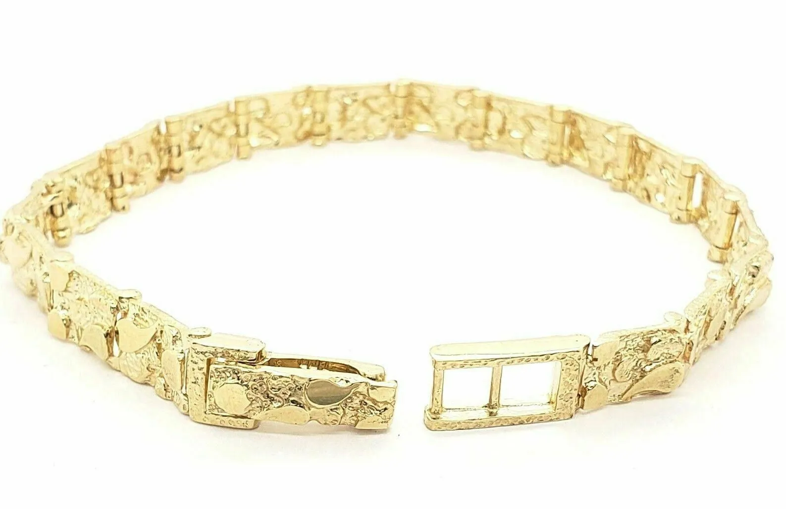 10k Yellow Gold Solid Nugget Bracelet 7.5 - 8" 7mm 14.4 grams