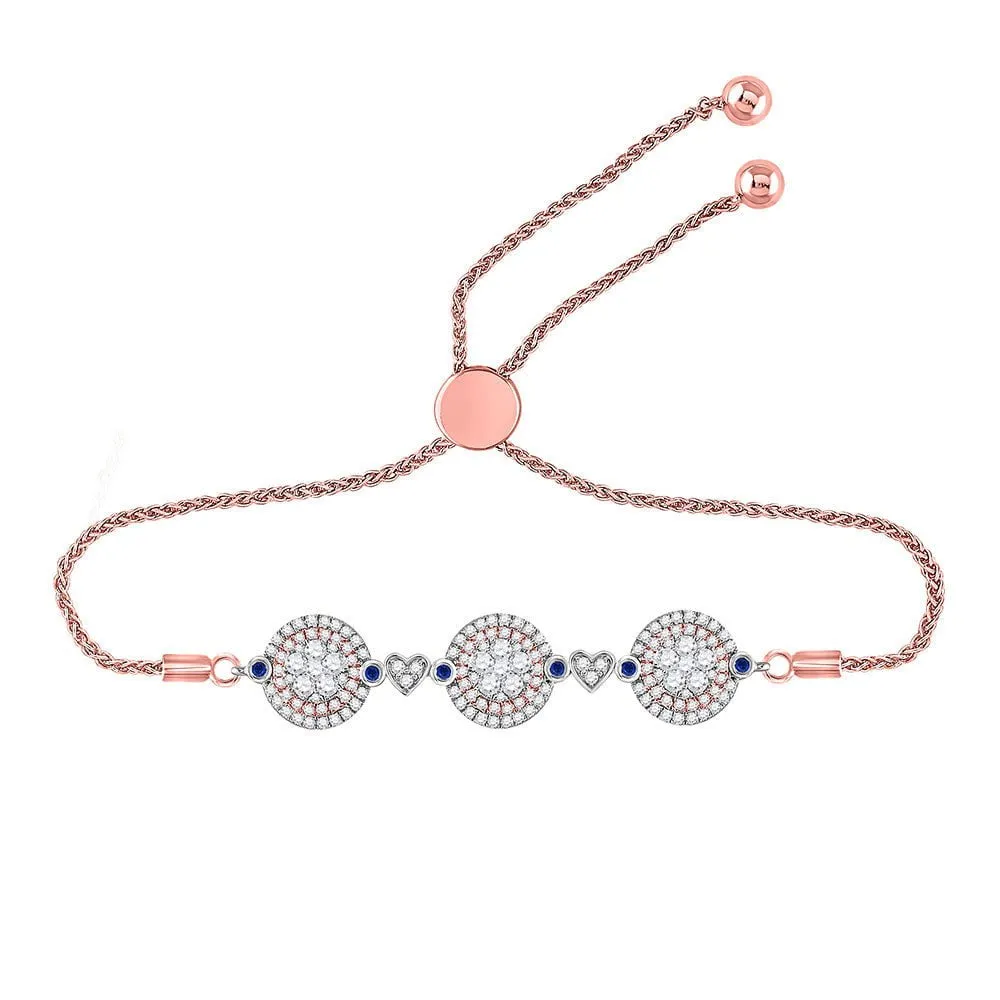 10kt Two-tone Gold Womens Round Diamond Bolo Bracelet 1 Cttw