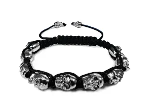 10MM 9 Silver Color Skulls Stone Bead Bracelet