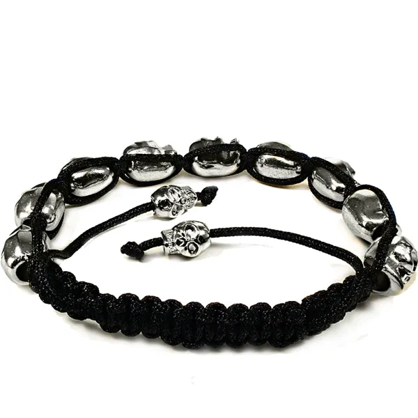 10MM 9 Silver Color Skulls Stone Bead Bracelet