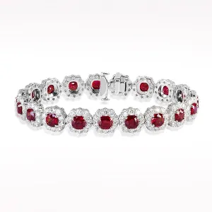 11.19ct Ruby And Diamond White Gold Bracelet