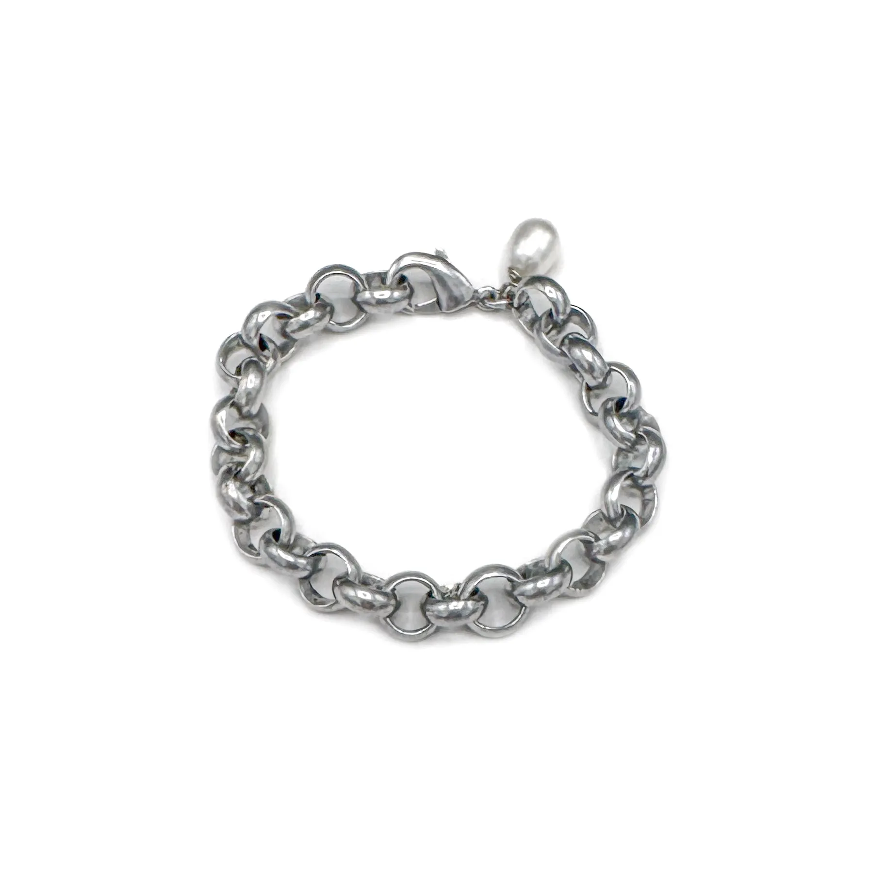 1203-S | TURKISH SILVER BRACELET w/ ACCENT PEARL