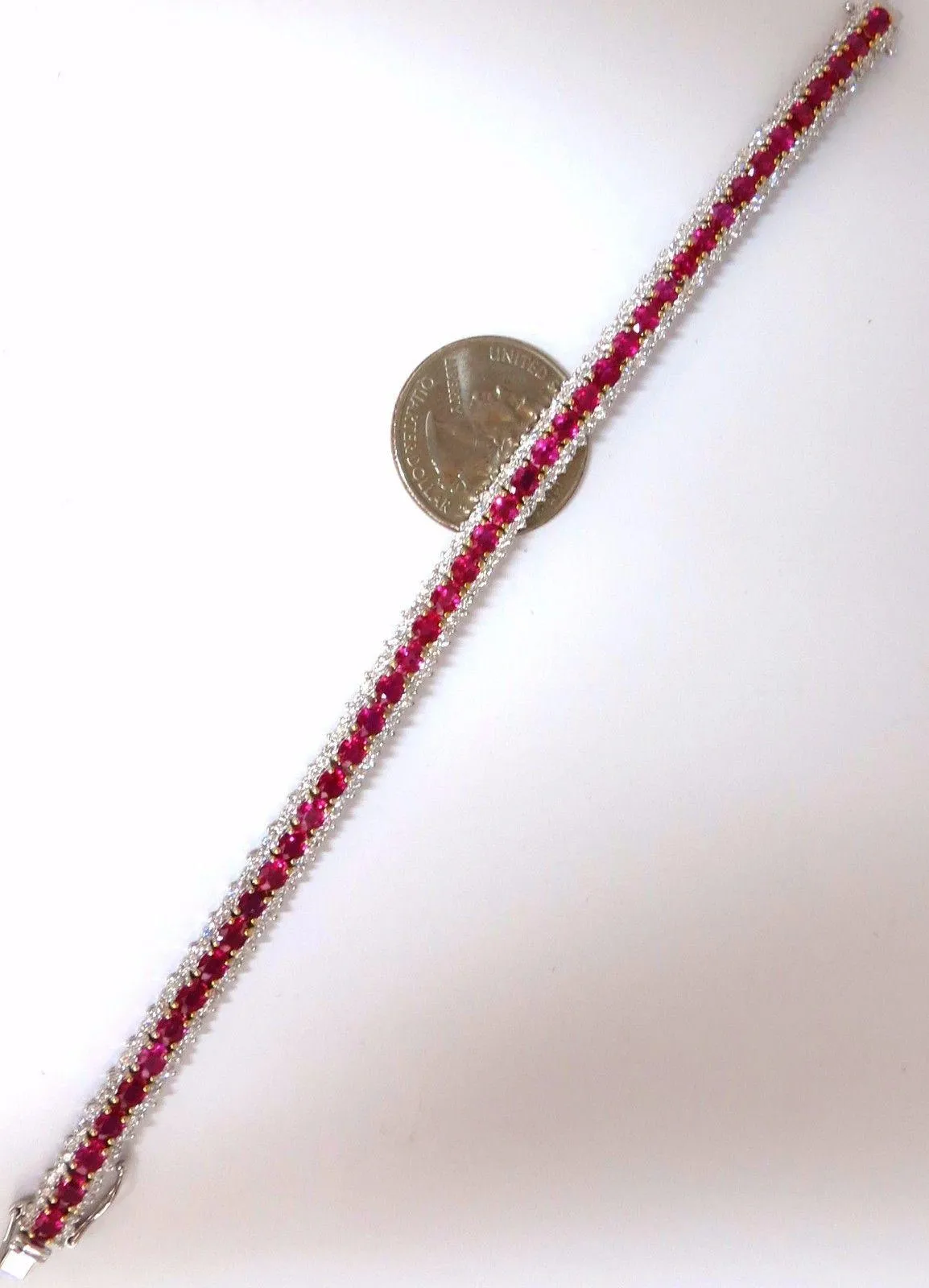 13.81ct bright vivid red natural ruby tennis bracelet 14kt three row