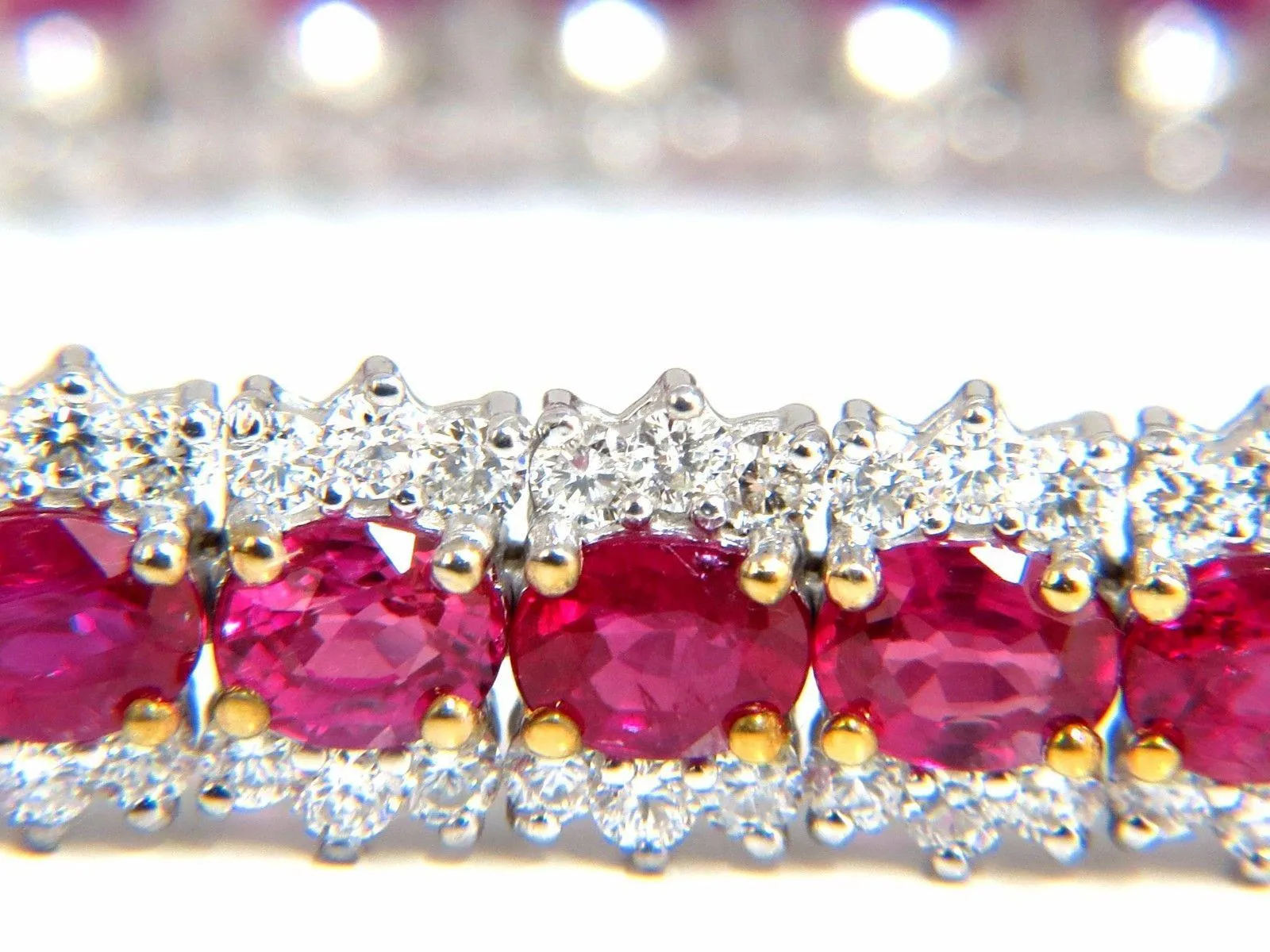 13.81ct bright vivid red natural ruby tennis bracelet 14kt three row