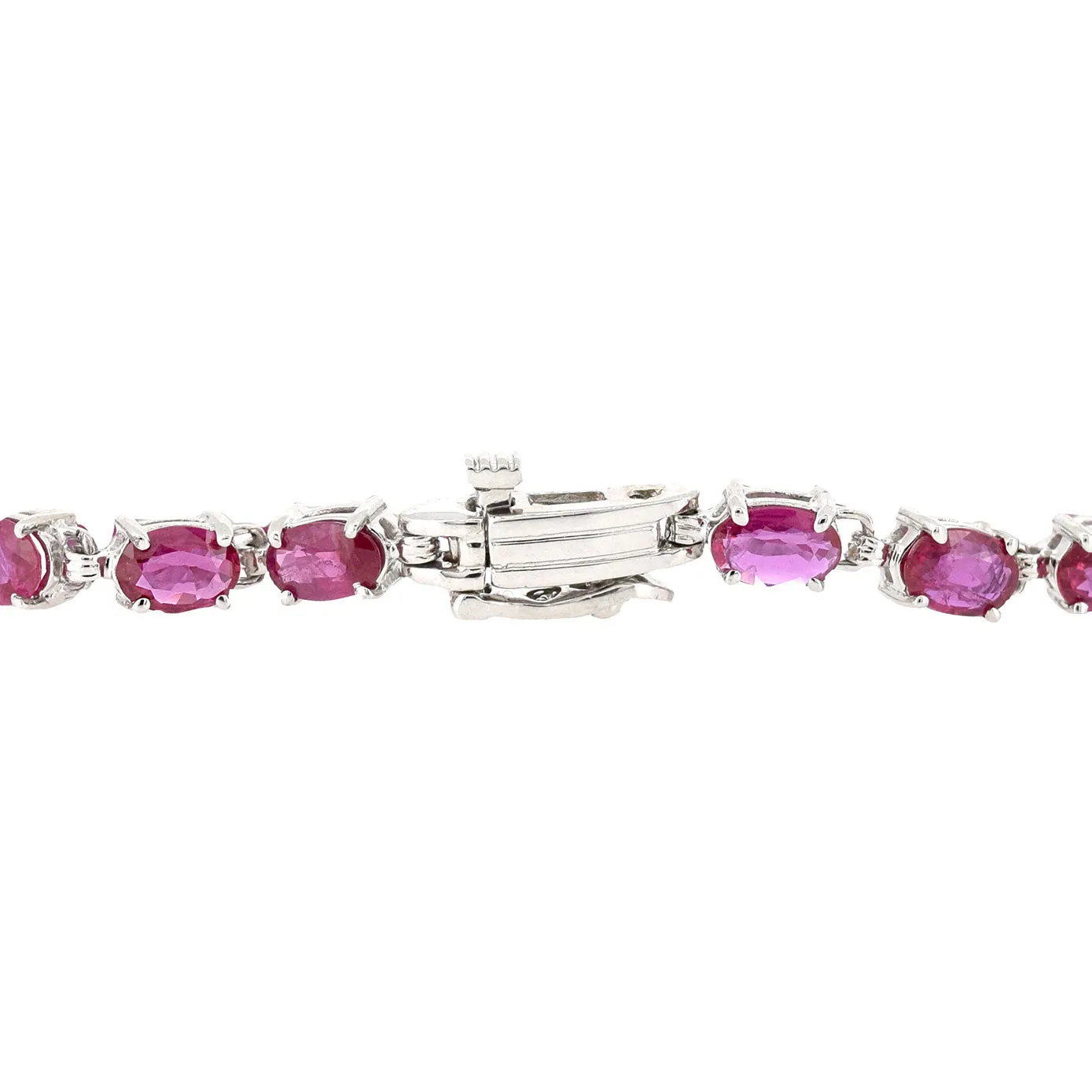 14 Karat White Gold Ruby Tennis Bracelet