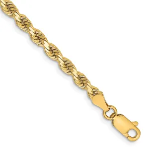 14K 7 inch 3.25mm Diamond-cut Rope with Lobster Clasp Chain