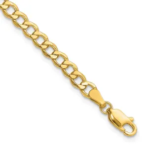 14K 7 inch 4.3mm Semi-Solid Curb with Lobster Clasp Bracelet