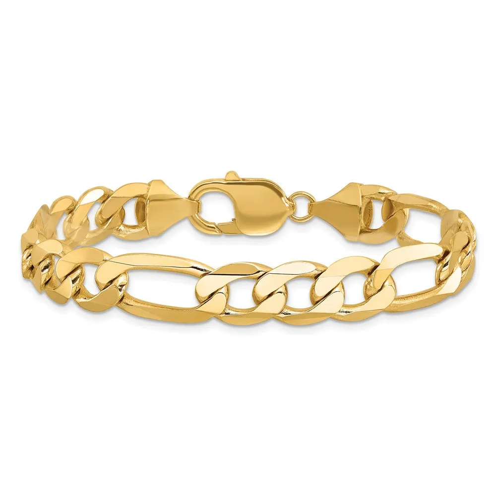14K 8 inch 10mm Flat Figaro with Lobster Clasp Bracelet