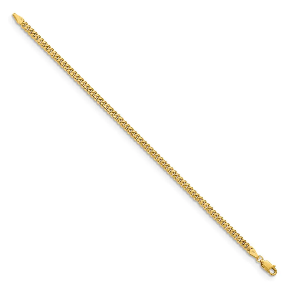14K 8 inch 3.5mm Solid Miami Cuban Link with Lobster Clasp Bracelet