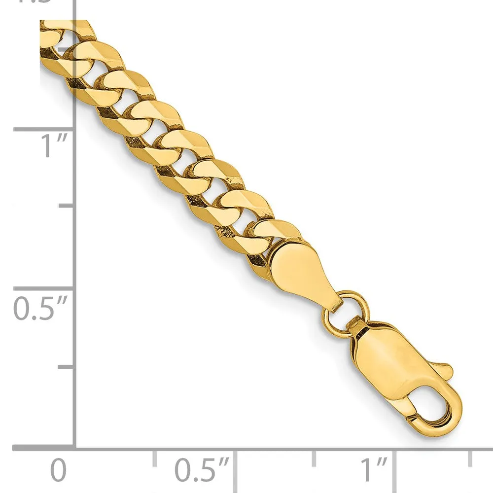 14K 8 inch 4.75mm Flat Beveled Curb with Lobster Clasp Bracelet