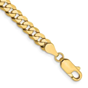 14K 8 inch 4.75mm Flat Beveled Curb with Lobster Clasp Bracelet
