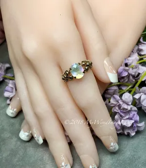14K GF Rainbow Quartz Doublet, Handmade Ring, Rainbow Moonstone, US Size 7
