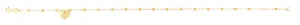 14K Gold Dangle Heart and Bead Station Anklet