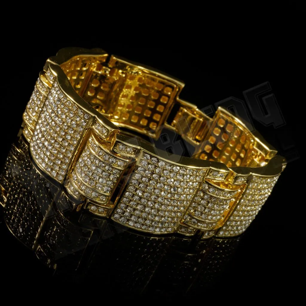 14k Gold Iced Large Link Bracelet