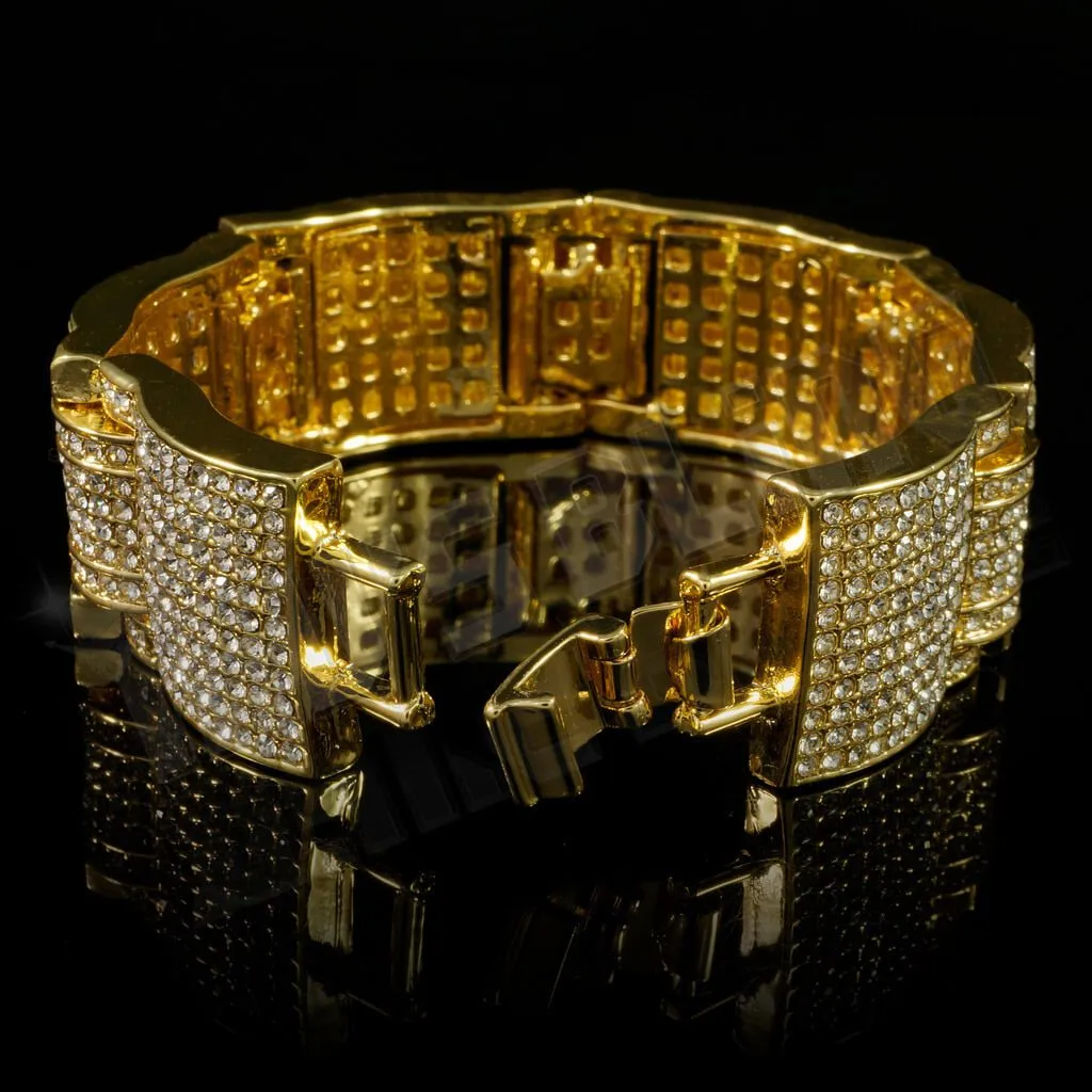 14k Gold Iced Large Link Bracelet