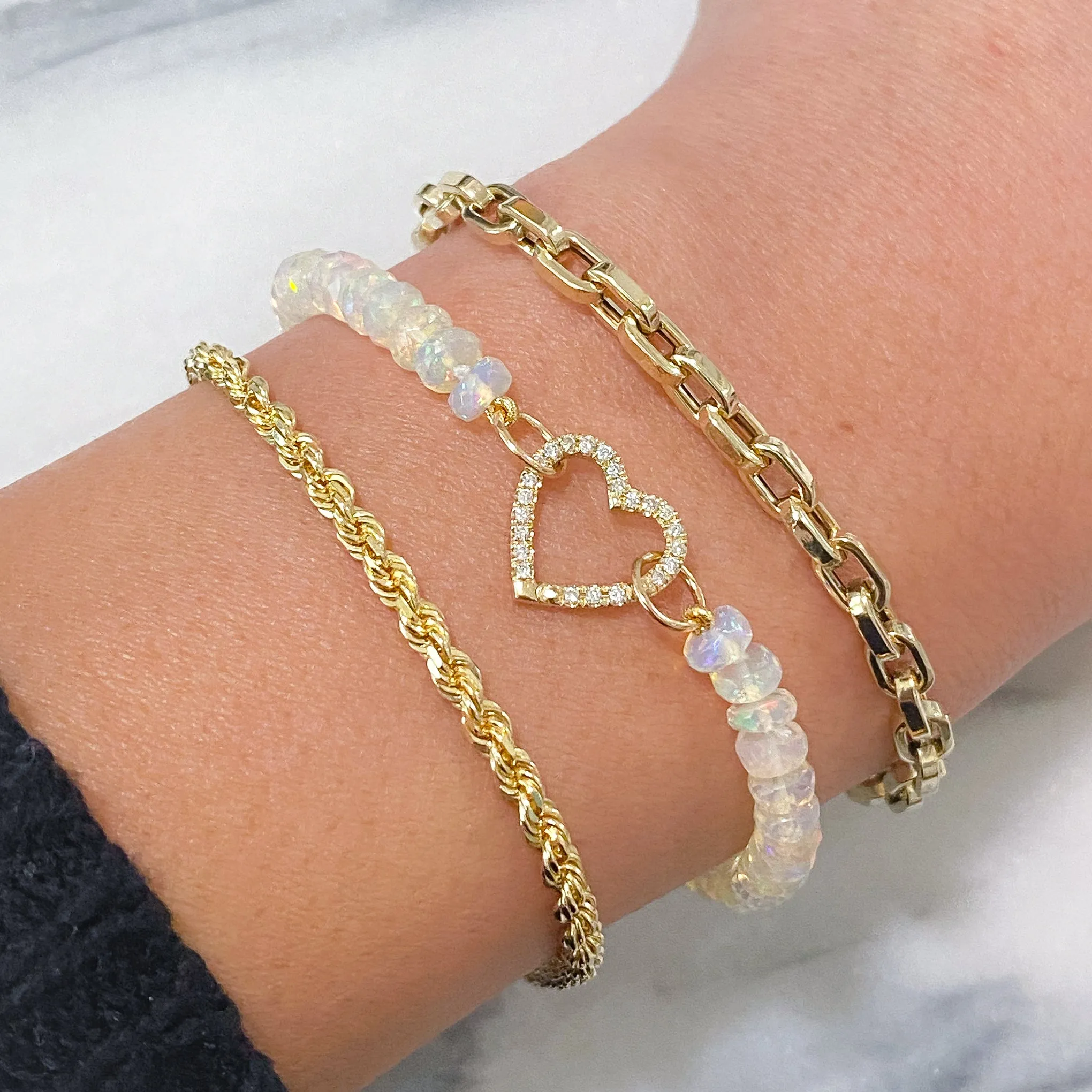 14K Gold Opal Beaded Bracelet