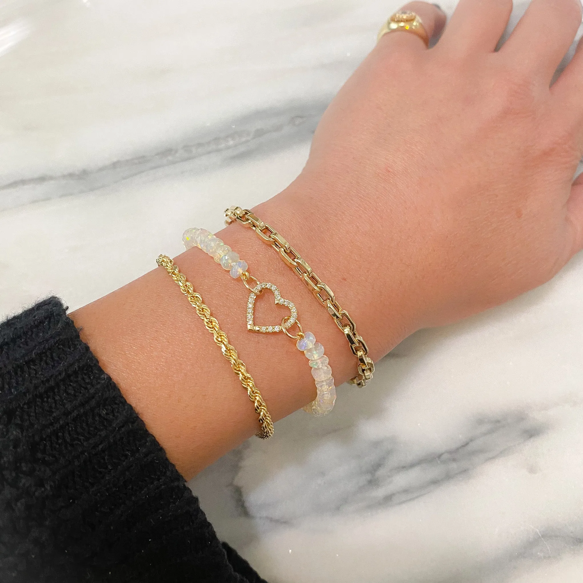 14K Gold Opal Beaded Bracelet