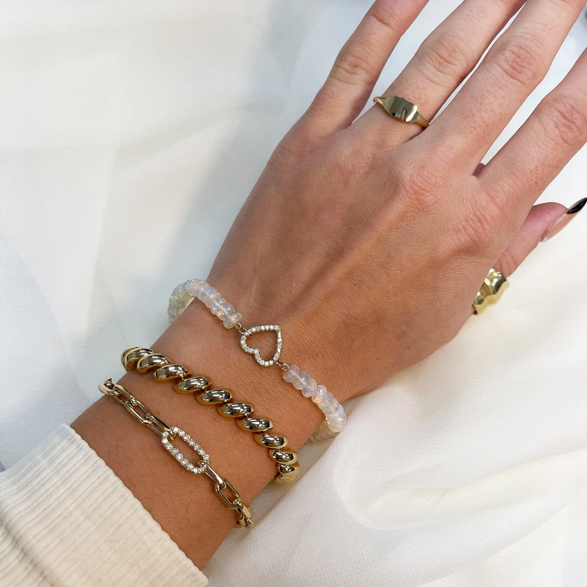 14K Gold Opal Beaded Bracelet
