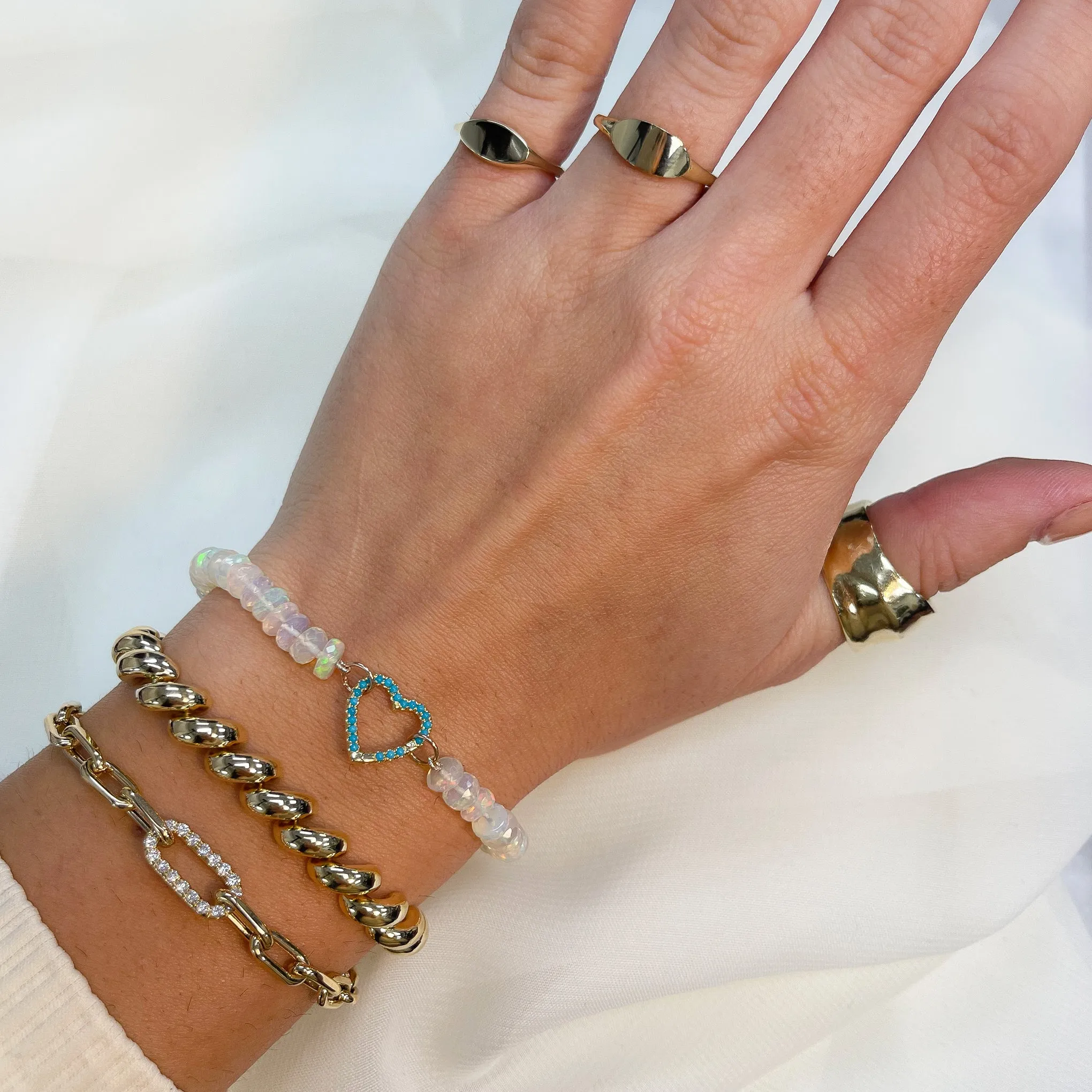 14K Gold Opal Beaded Bracelet