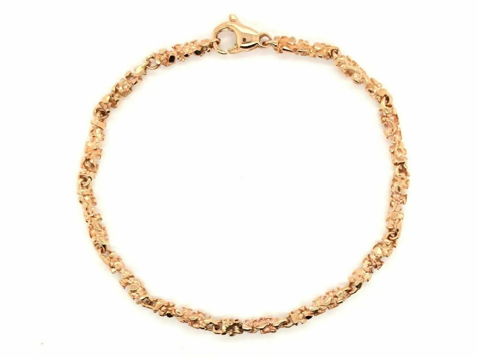 14k Rose Gold Nugget Bracelet 7" 3.8mm 9 grams