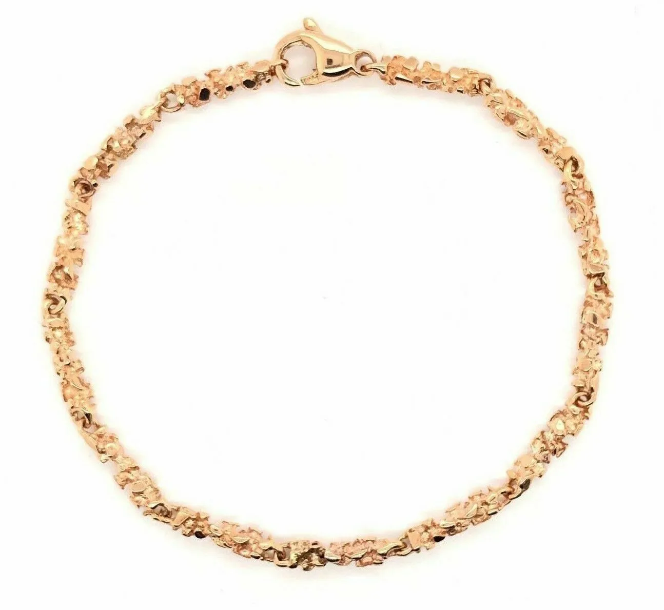 14k Rose Gold Nugget Bracelet 7" 3.8mm 9 grams