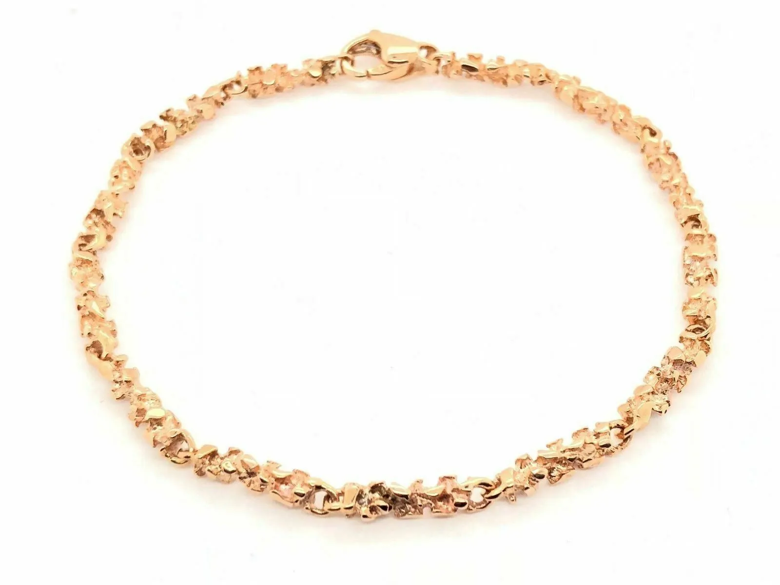 14k Rose Gold Nugget Bracelet 7" 3.8mm 9 grams