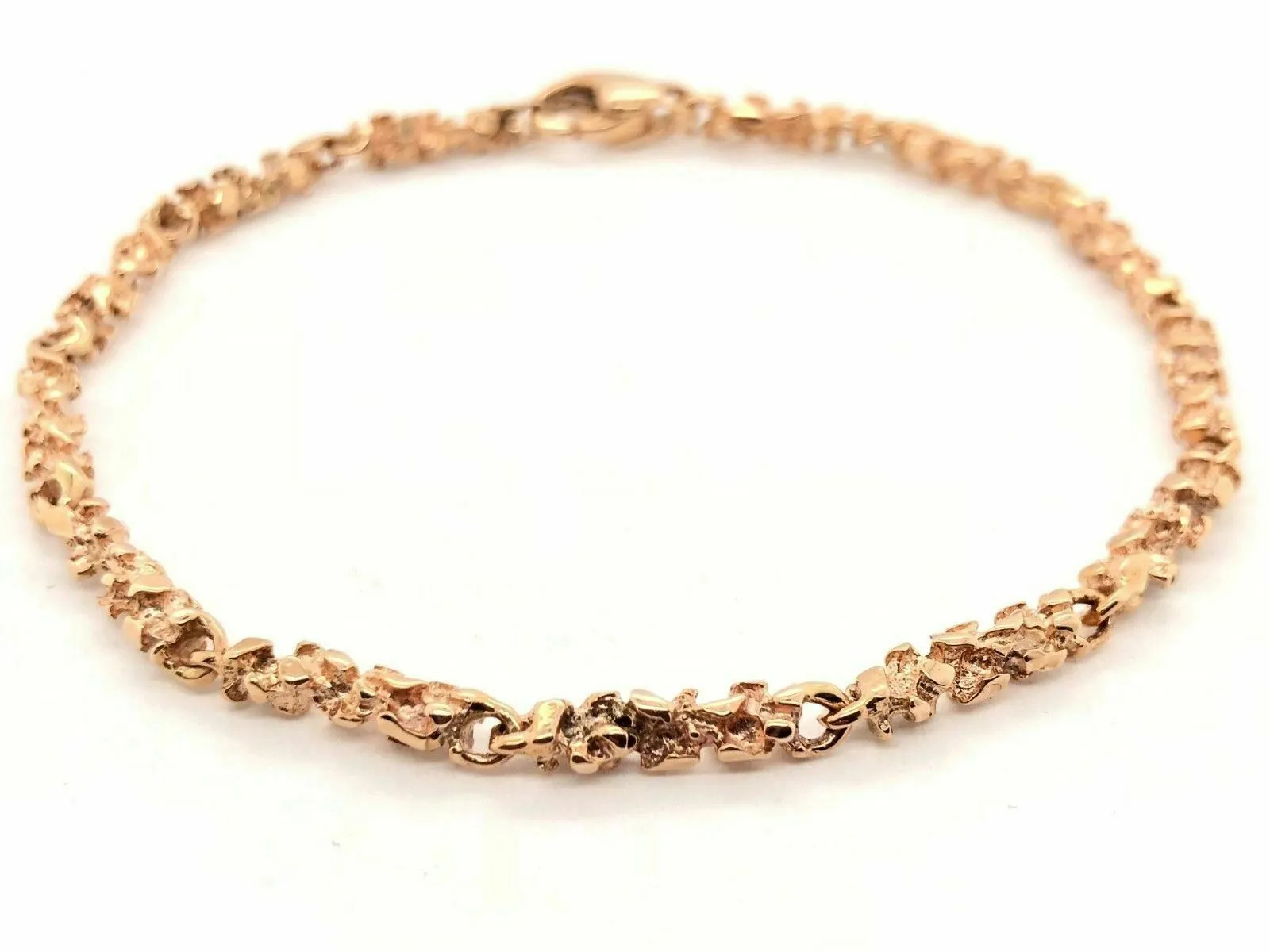 14k Rose Gold Nugget Bracelet 7" 3.8mm 9 grams