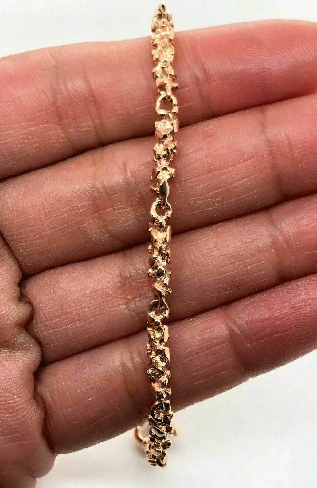 14k Rose Gold Nugget Bracelet 7" 3.8mm 9 grams