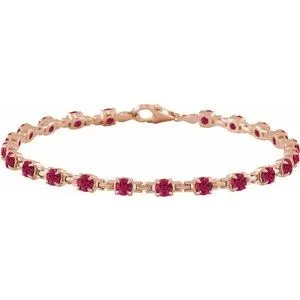 14K Rose Lab-Grown Ruby 7 1/4" Line Bracelet